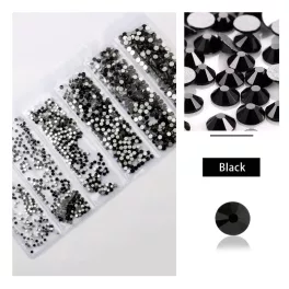  Conjunto de 1680 diamantes de imitación de cristal en 6 tamaños P08 - Jet/negro