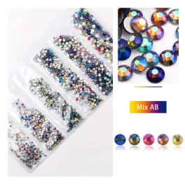   Set de 1680 diamantes de imitación de cristal en 6 tamaños P14 - Mezcla de color AB