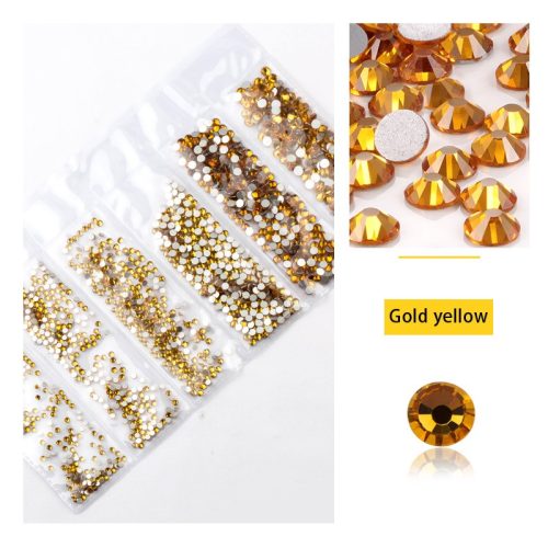 Conjunto de 1680 diamantes de imitación de cristal en 6 tamaños P22 - Oro amarillo
