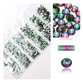   Set de 1680 diamantes de imitación de cristal en 6 tamaños P31 - Green flame