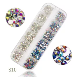   Conjunto de 1440 diamantes de imitación de cristal, 2 esmalte semipermanente , 6 tamaños S10
