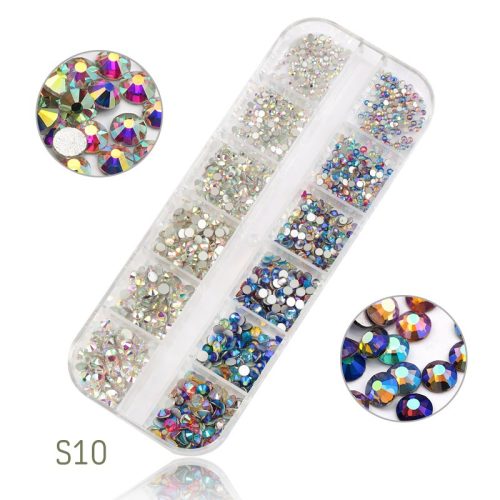 Conjunto de 1440 diamantes de imitación de cristal, 2 colores, 6 tamaños S10