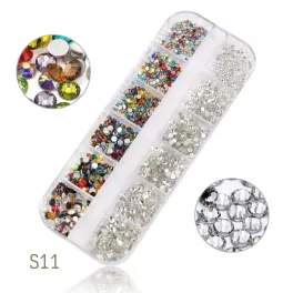   Conjunto de 1440 diamantes de imitación de cristal, 2 esmalte semipermanente , 6 tamaños S11