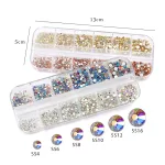 Conjunto de 1440 diamantes de imitación de cristal, 2 esmalte semipermanente , 6 tamaños S8