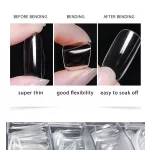 Punta de uñas de gel, tamaño REFILL 8, L cubo estrechado - transparente -50 pcs