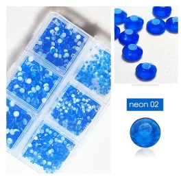   Conjunto de 1680 diamantes de imitación de cristal en 6 tamaños - azul neón -