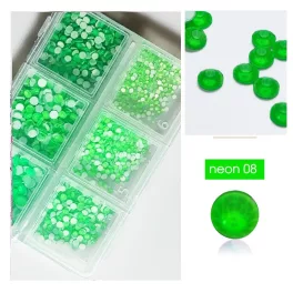   Conjunto de 1680 diamantes de imitación de cristal en 6 tamaños - verde neón -