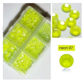   Set de 1680 diamantes de imitación de cristal en 6 tamaños - Amarillo neón -