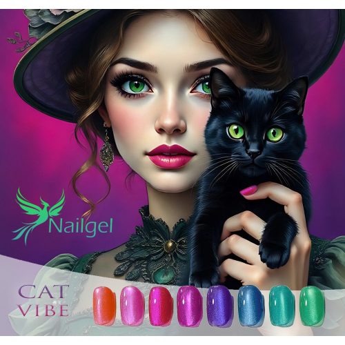 Colección de esmaltes en gel Cat Vibe con 8 geles y una rueda de muestra de regalo