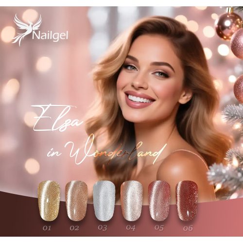 Colección Elza In Wonderland con 6 esmaltes gel y una margarita de regalo.