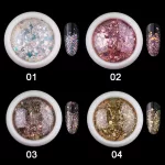 Lentejuelas ornamentales, púrpura claro, hexagonal, tamaño mixto 