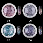 Lentejuelas ornamentales, púrpura claro, hexagonal, tamaño mixto 