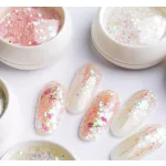 Lentejuelas ornamentales, púrpura claro, hexagonal, tamaño mixto 