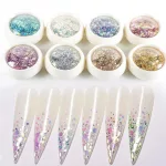 Lentejuelas ornamentales, púrpura claro, hexagonal, tamaño mixto 