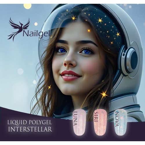 Colección Liquid Polygel INTERSTELLAR – 3 unidades en tarro, con regalo: muestrario de efectos Liquid Polygel