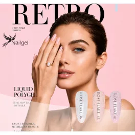   RETRO Polygel Líquido Rose Flake – Colección de 3 piezas en envase con dosificador, con muestrario tipo margarita de regalo