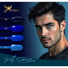   Colección de esmaltes en gel Mr. Blue con 4 geles y un regalo: una rueda de muestra (margarita).