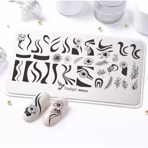 Placa de estampación para uñas 6 × 12 cm – NNG03
