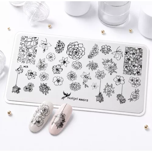 Placa de estampación para uñas 6 × 12 cm – NNG12