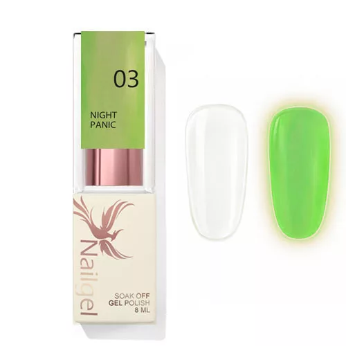Night Panic 03 – Top Coat con brillo verde en la oscuridad – 8 ml