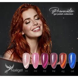   Colección de esmaltes semipermanentes reflectantes Provocator – 6 esmaltes semipermanentes con una margarita de muestras de color de regalo