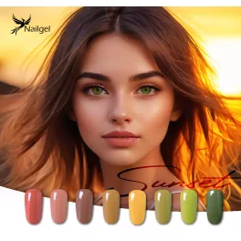   Colección de esmaltes de gel Sunset de 8 piezas con regalo – paleta de muestra de margarita