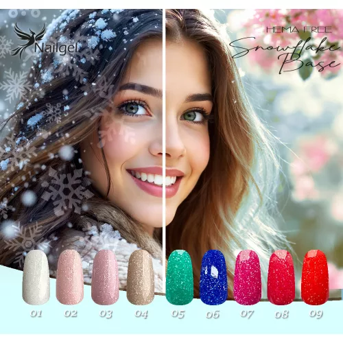 Colección Snowflake Base de 9 bases Compact Base para esmalte en gel con margarita de muestra de regalo