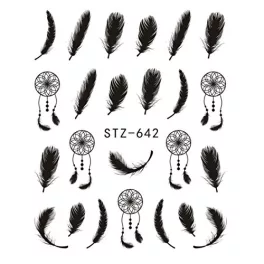 Pegatina de uñas, blanco y negro 28