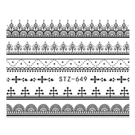 Pegatina de uñas, blanco y negro 34