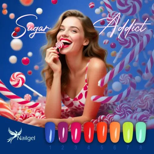 Colección de geles Sugar Addict con 8 esmaltes y una margarita de regalo