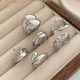 Set de 6 anillos de moda – en color plateado