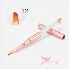   Cepillo de gel con extremo inclinado de calidad premium, oro rosado, decorado con cristales